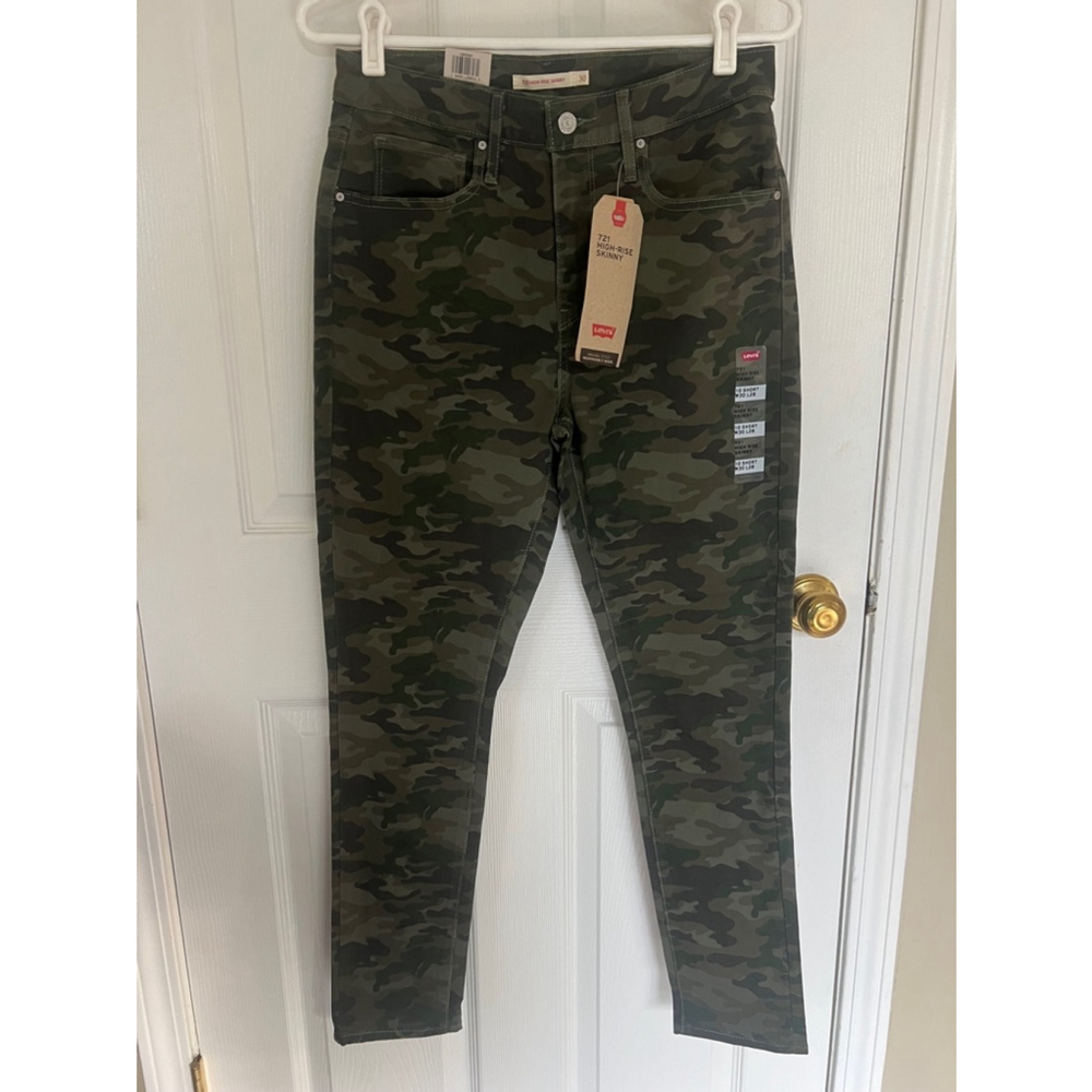 721 HIGH RISE SKINNY UTILITY WOMEN'S JEANS NWT Camouflage size 10 short LEVIS - Picture 3 of 9